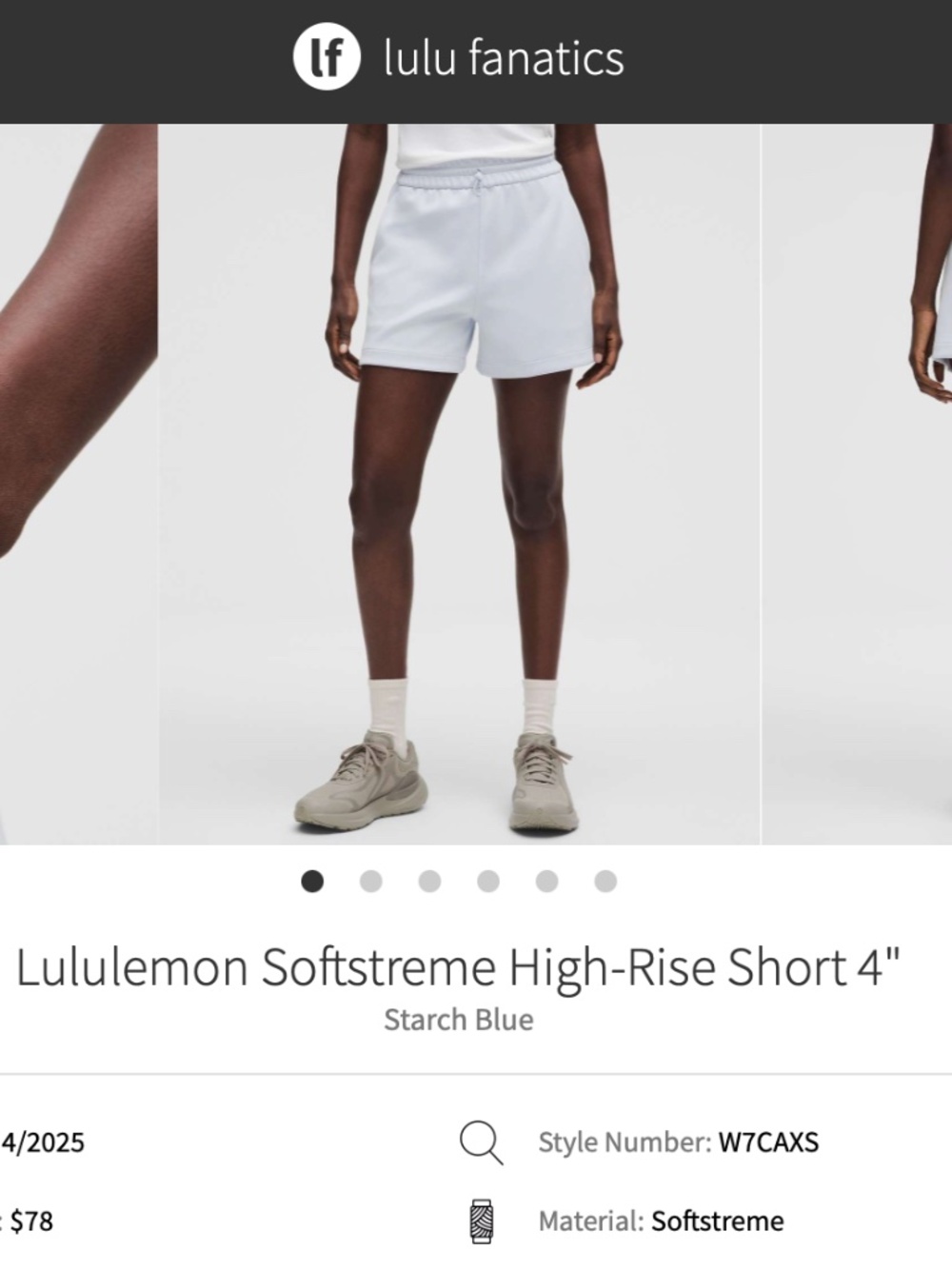 NWT Lululemon Softstreme High-Rise Short 4" STRH 4